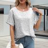 Women Tops Round Neck Short Sleeve Loose Fit Tee Shirt Sparkling Sequins Casual Shirt