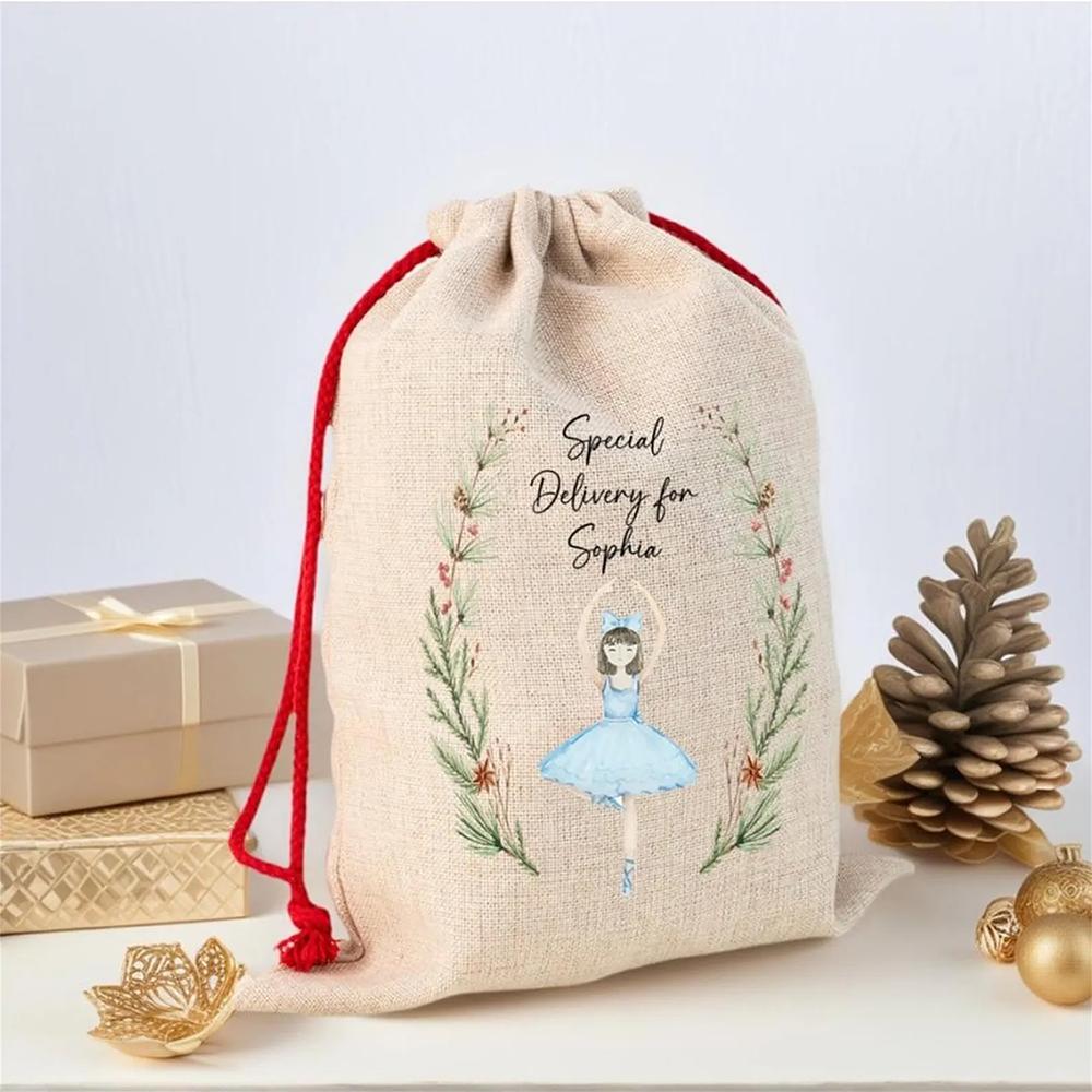 Personalised Christmas Eve Box Nutcracker Ballerina Gift Bag Ballet Gift Bag for Girls Special Delivery Christmas Santa Sack