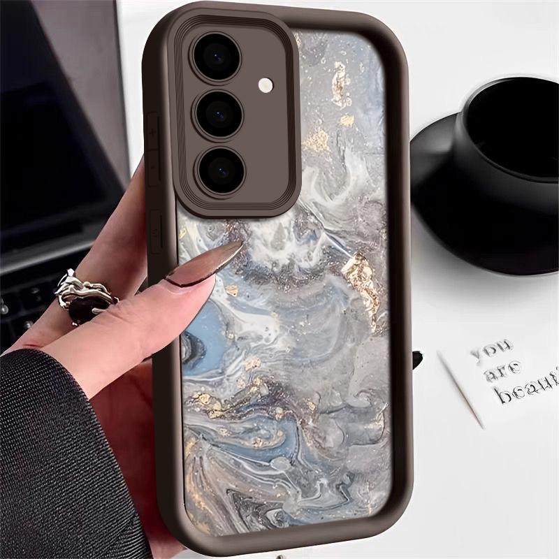 Ударопрочный чехол с рисунком морской волны для Samsung S24 FE S23 Ultra S22 S21 A16 A55 A15 A35 A54 A25 A34 A14 TPU защита линз мягкий матовый чехол для телефона