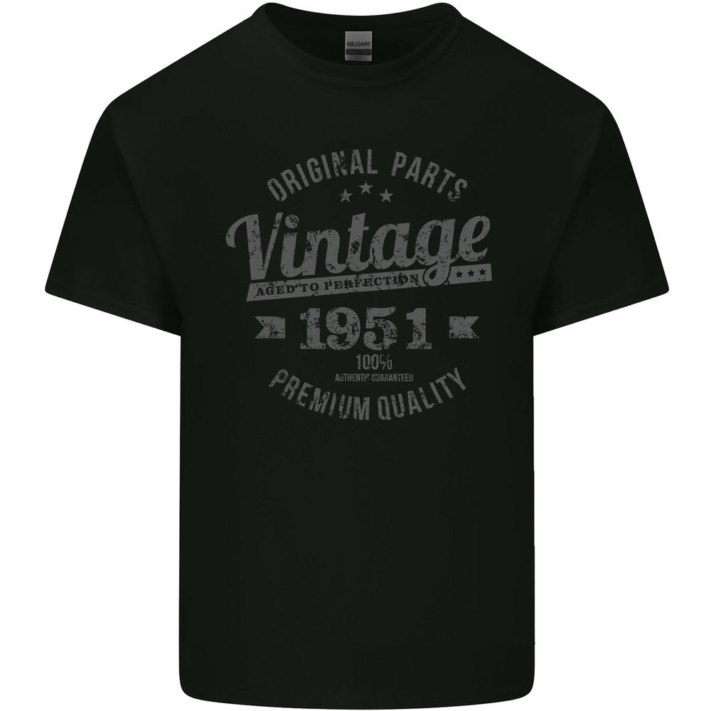 Vintage Year 74th Birthday 1951 Mens Light Cotton T-Shirt Black Unisex T-Shirt