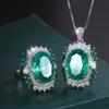 Ювелирные изделия Позолоченное настоящее золото, Имитация дерева с зеленым бабушкиным зеленым Ювелирные изделия Женский набор высокого класса Главный камень 13 * 18