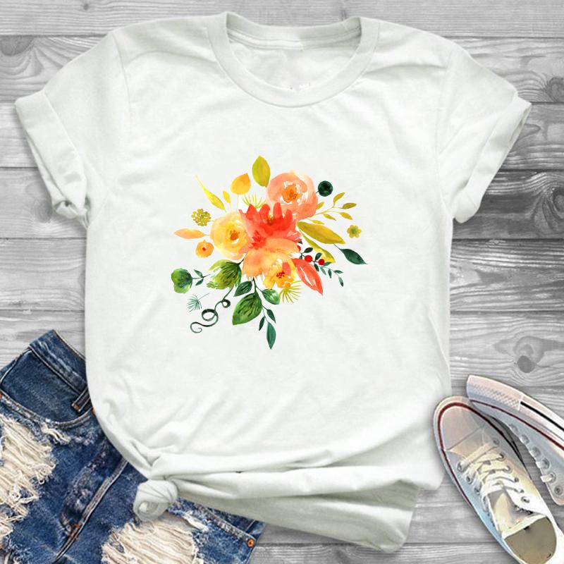 Sunflower Painting Flowers Womens Female Graphic T Shirt Women 90S Harajuku Kawaii Fashion T Shirt Streetwear