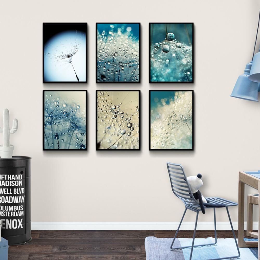 Серо-голубое растение Одуванчик Суккулент Картина на холсте Скандинавский пейзаж Фотография Постер Современный домашний декор Гостиная Спальня