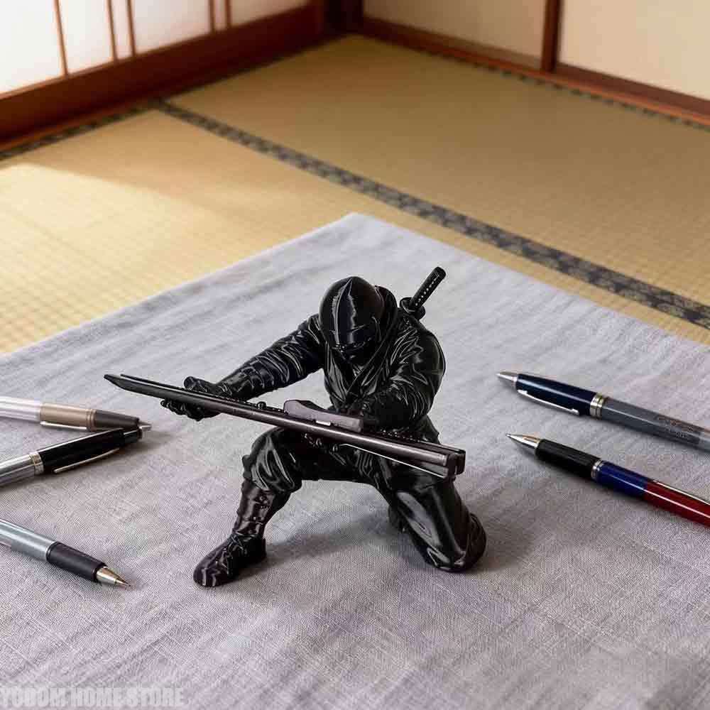 3d Printed Black Cool Ninja Pen Holder for Home Decor Decorative Figurines Desk Accessories Novelty Gift