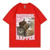 2026 Summer Cotton Tee Cute Sleeping Cats Meme Graphic Unisex WOMEN Plus Size Loose Casual Hip Hop Streetwear Breathable Top
