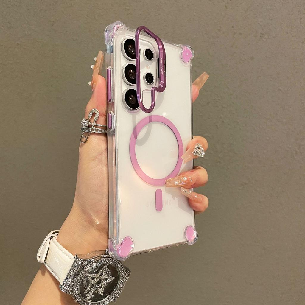 Магнитный чехол для телефона Samsung S25 Ultra Подходит для S24 Металлический кронштейн для объектива A17 Подушка безопасности на четырех углах Защита от падения A56