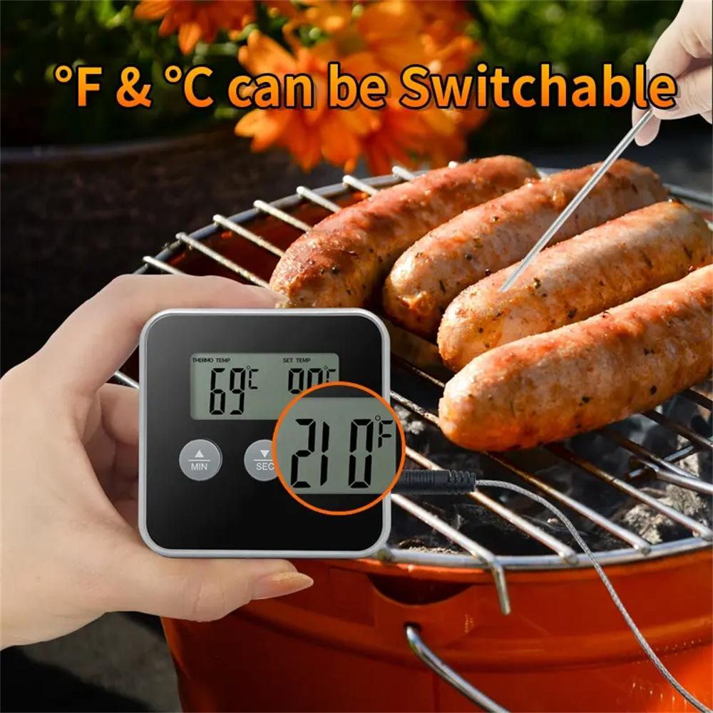 LCD Food Meat Thermometer Digital Display Oven BBQ Timer Baking Cooking Food Thermometer with Remote Probe