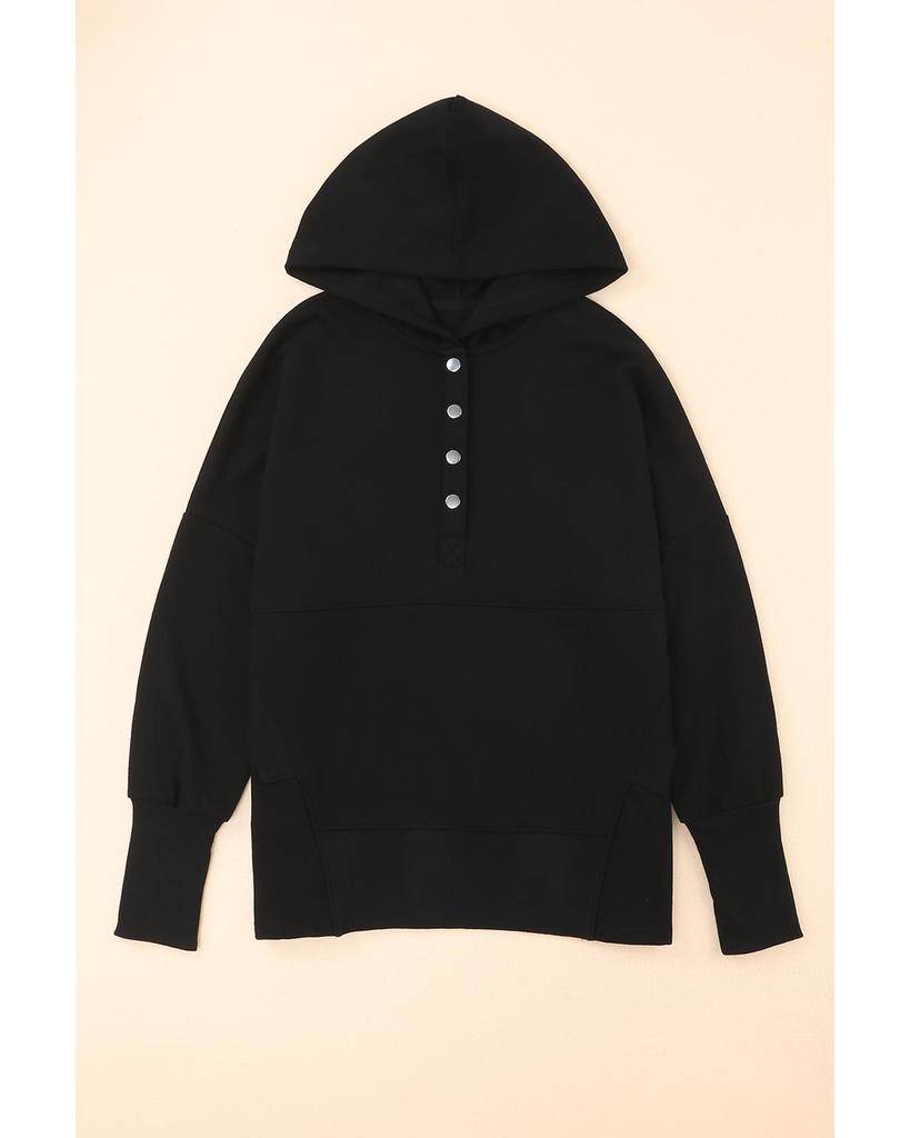 Azura Exchange Batwing Sleeve Hoodie with Pocketed Henley