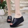 Fashionable Thick Sole Fish Mouth Slippers 2024 Summer New One Line Slope Heel Versatile Waterproof Platform High Heel Slippers