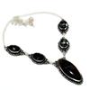 Gabbro Stone Black Spinel Gemstone 925 Silver Plated Jewelry Necklace 18"