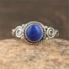 Круглое кольцо с лазуритом и драгоценным камнем, кольцо из твердого серебра 925 пробы, эффектное кольцо, подарок для нее, богемное кольцо