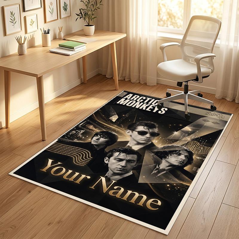 Personalized Crystal Velvet Carpet,Arctic Monkeys Custom Printed Name, Plush Area Rug For Home Indoor Decor
