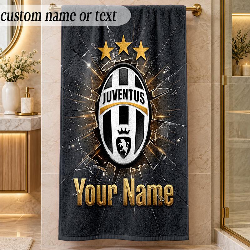 Beach TowelJuventus FC Custom Name Text Personalized Soft Towel for Beach Pool Indoor Home Decor Gift