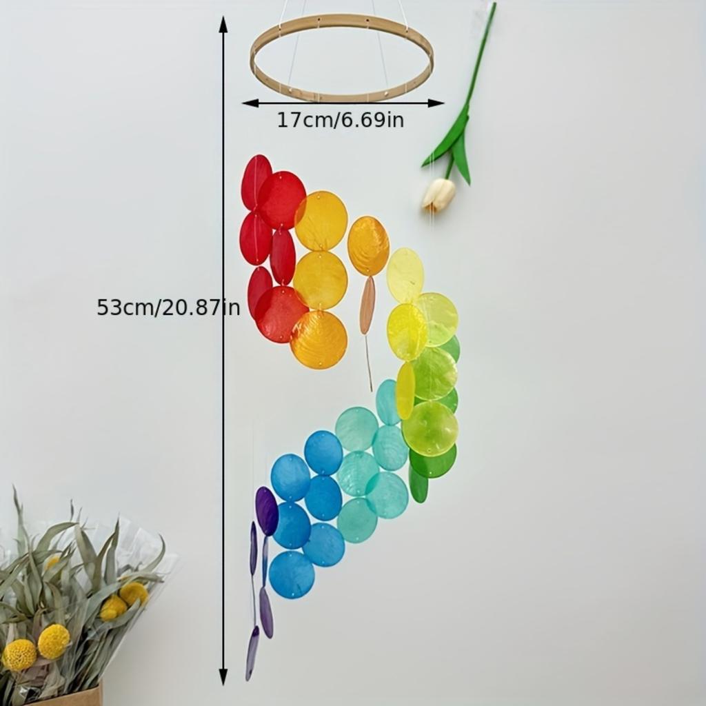 1pc, Spiral Hanging Decoration With Natural Seashell Wind Chimes For Balcony Decoration, Seaside-themed Nursery Hanging Decorati