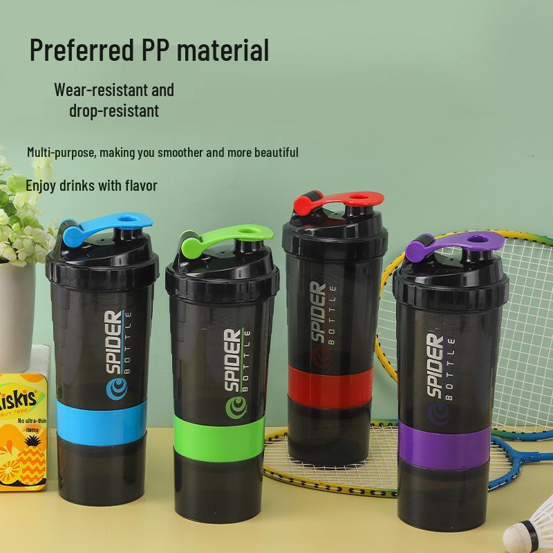 500ml Three-Layer Sports Shaker Cup - Protein, Milkshake, and Water Blender Bottle