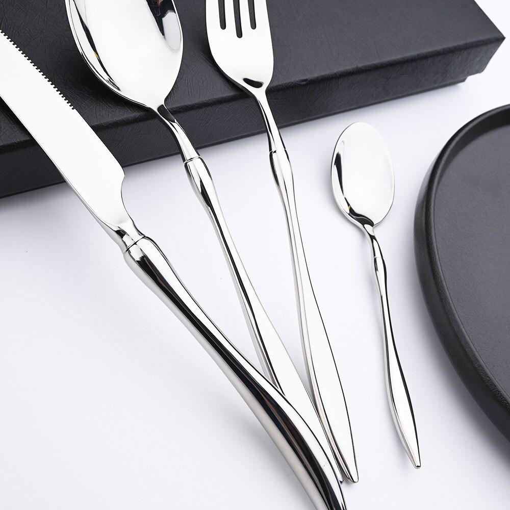 Dinnerware 18/10 Mirror Cutlery Set Stainless Steel Silverware Flatware Set Dinner Knife Fork Spoons Tableware For Home Kitchen