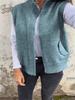 European and American Women's Autumn/Winter Stand Collar Zipper Sweater Vest - Loose Knit Casual Cardigan