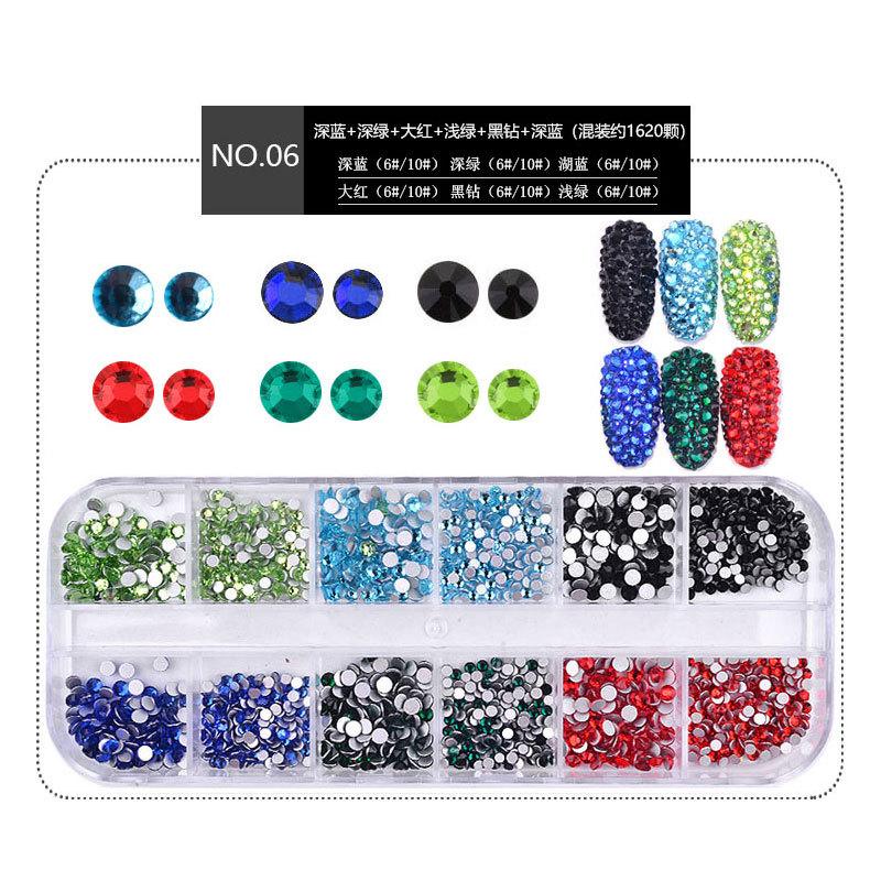 Nail Art Jewelry Set, High Silver Flat Bottom Diamond Ab Water Diamond Shiny Diamond Strip Box 1440 Pcs