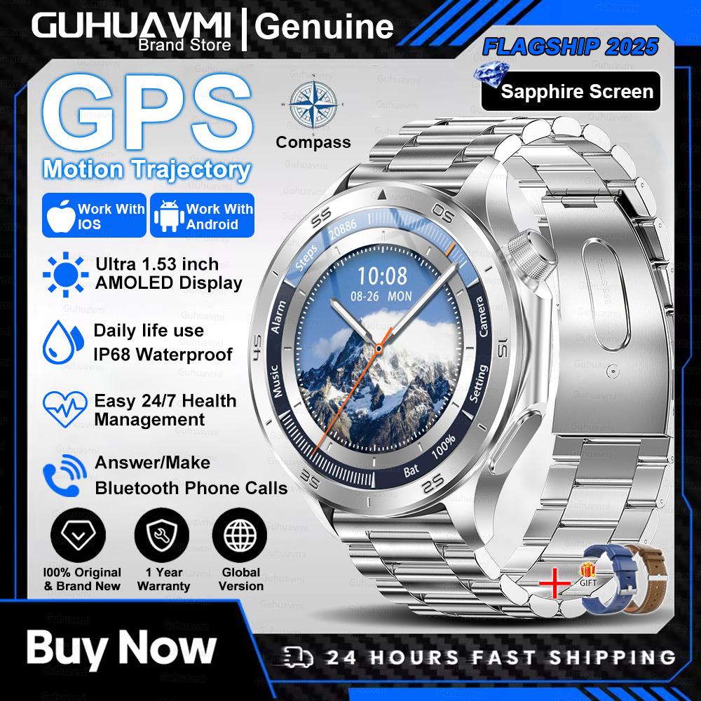 Новые умные часы X2 Модные умные часы для мужчин 1,53'' AMOLED Для улицы GPS Компас Пульсометр IP68 Водонепроницаемые Bluetooth-звонки Умные часы