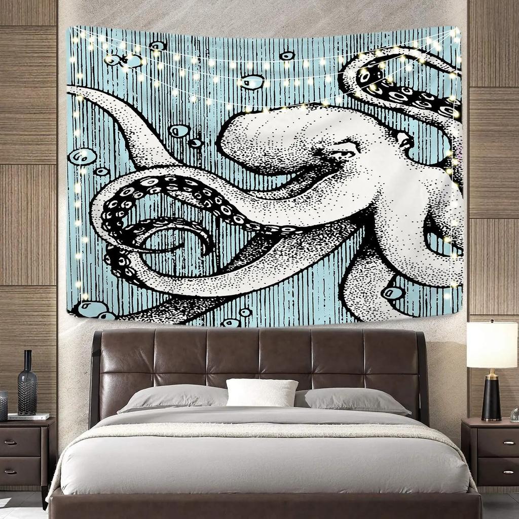 Психоделический океан Осьминог декоративный гобелен домашний декор стены офис гостиная гобелен