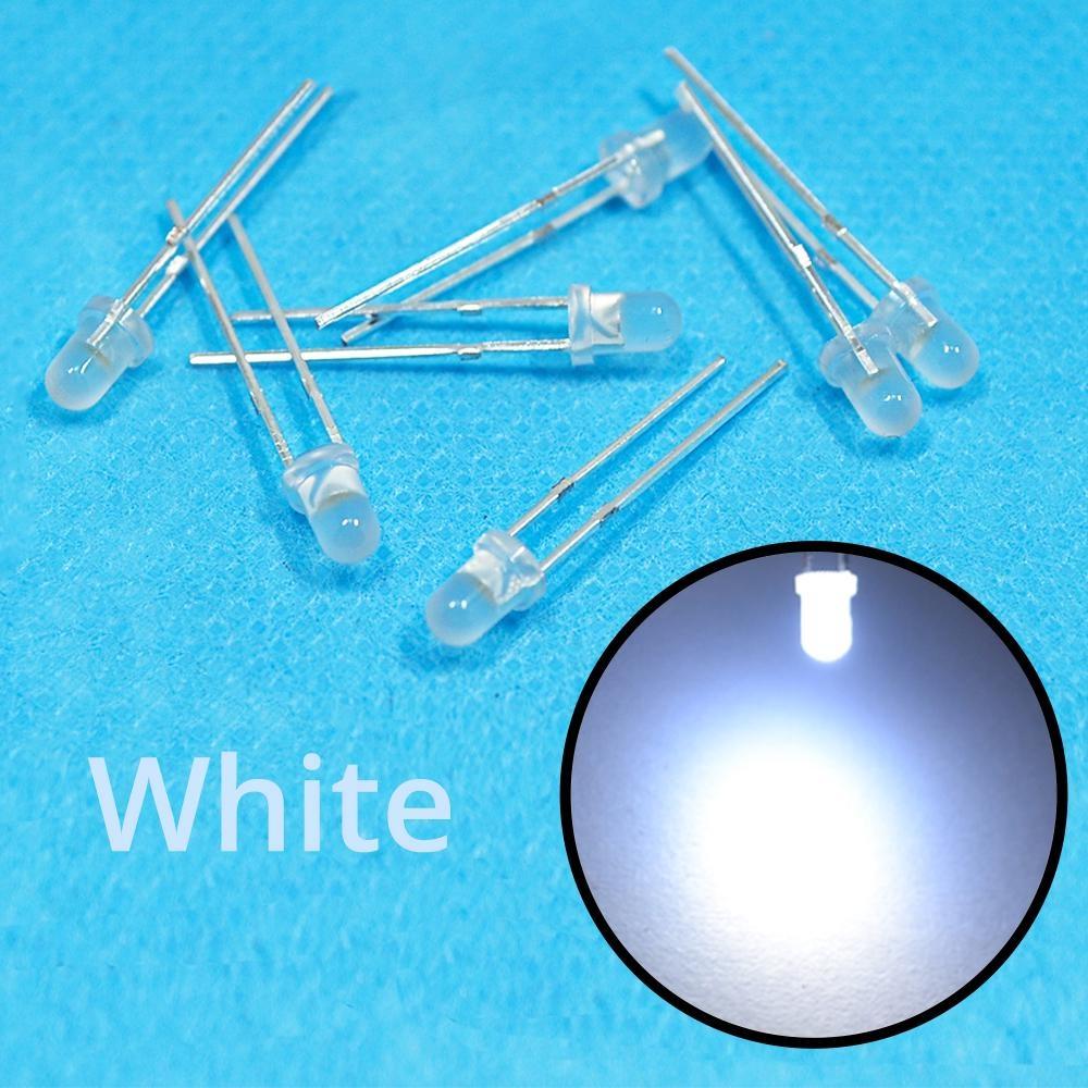 100 шт., белый, красный, синий, желтый, зеленый, 3 мм, рассеянный круглый светодиодный комплект, супер яркий свет, излучающий 6000-6500k, диодная лампа