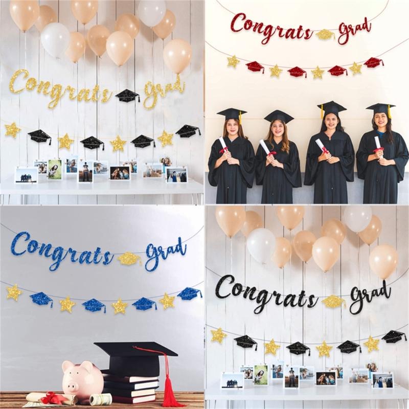 Glittering Graduation Party Hanging Decoration Congrats Grads Hanging Ornament for Class of 2025 for School Graduate