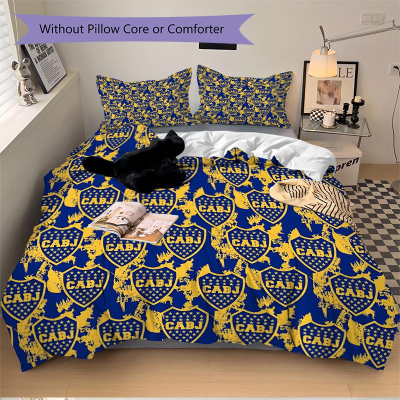 3Pcs Blue Yellow Crest Bedding Sets For All Sizes New 3D Printed Bed Cover Comforter Duvet Cover Pillowcase Bedroom Decoration