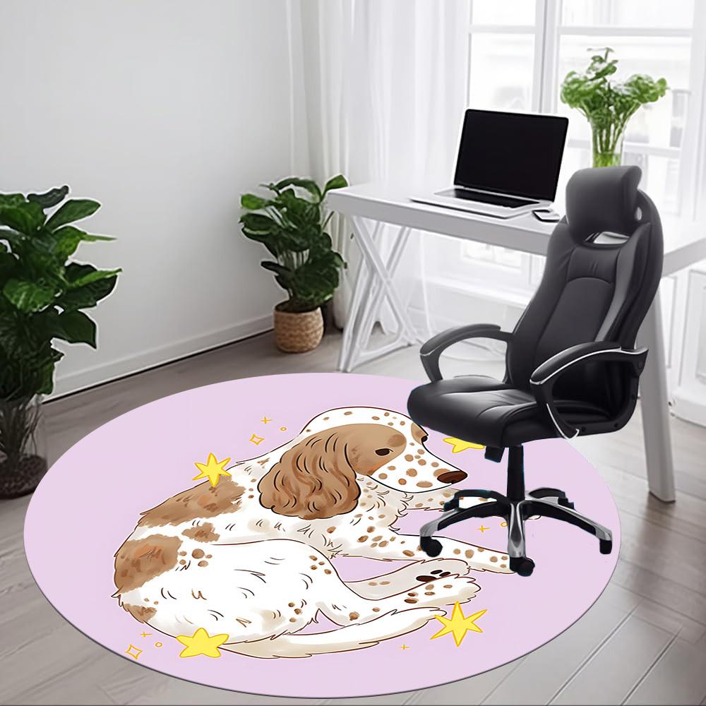 1pc Dog Stars Office Round Rug, Carpet for Office, Gaming, Lightweight Round Floor Mat yy260205071