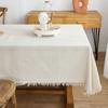 Cotton Linen Beige Tablecloth Square Table Decor Burlap Table Covers with Tassel for Kitchen Dinning Picnic Wedding Party