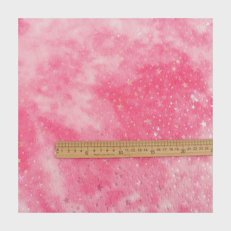 Разноцветная плюшевая ткань с узором в виде звезд из кроличьего меха для домашнего текстиля, одежды, подушек, обуви и шляп