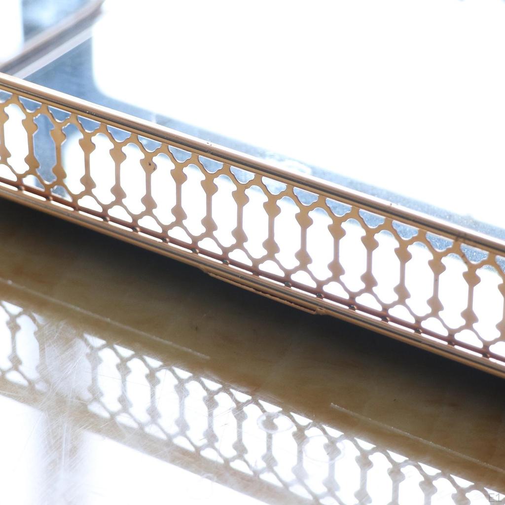 Декоративная металлическая прямоугольная зеркальная подставка для сервировки/одевания