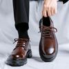 Casual Leather Shoes Men's British Style Thick-soled Heightening Big Head Shoes Men's High-end Small Leather Shoes 6373-R