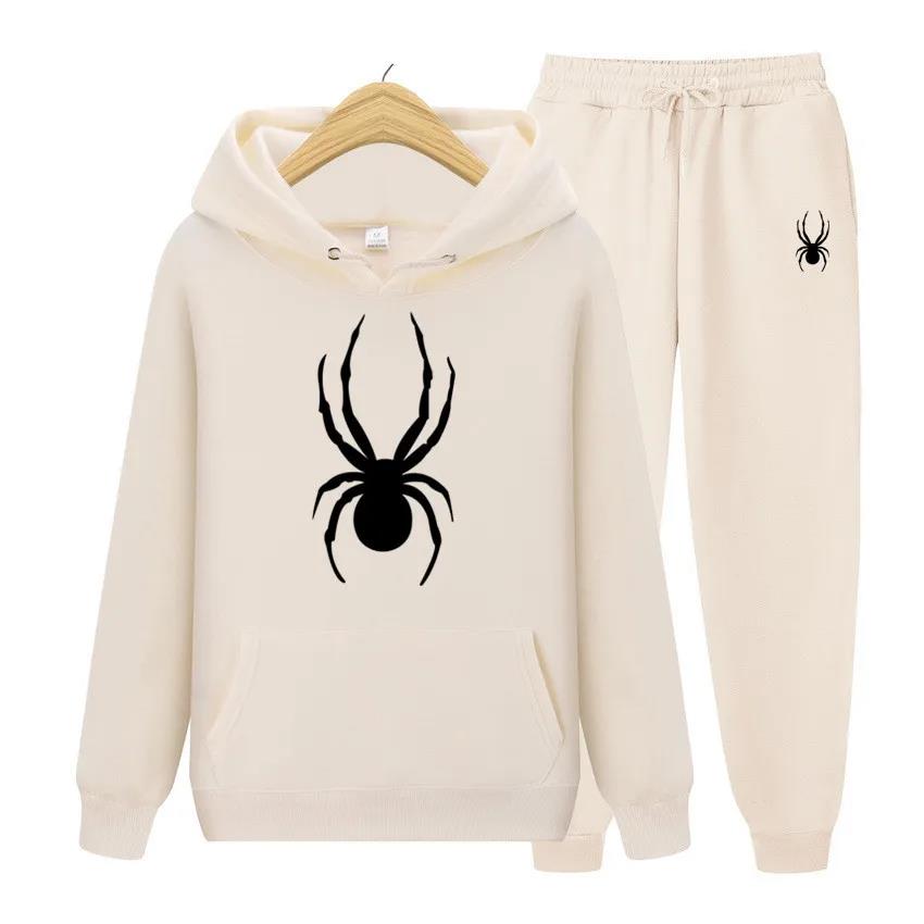 Весенне-осенний мужской костюм брендовая мода паук толстовка + брюки повседневный бег трусцой спортивная одежда 2 комплекта
