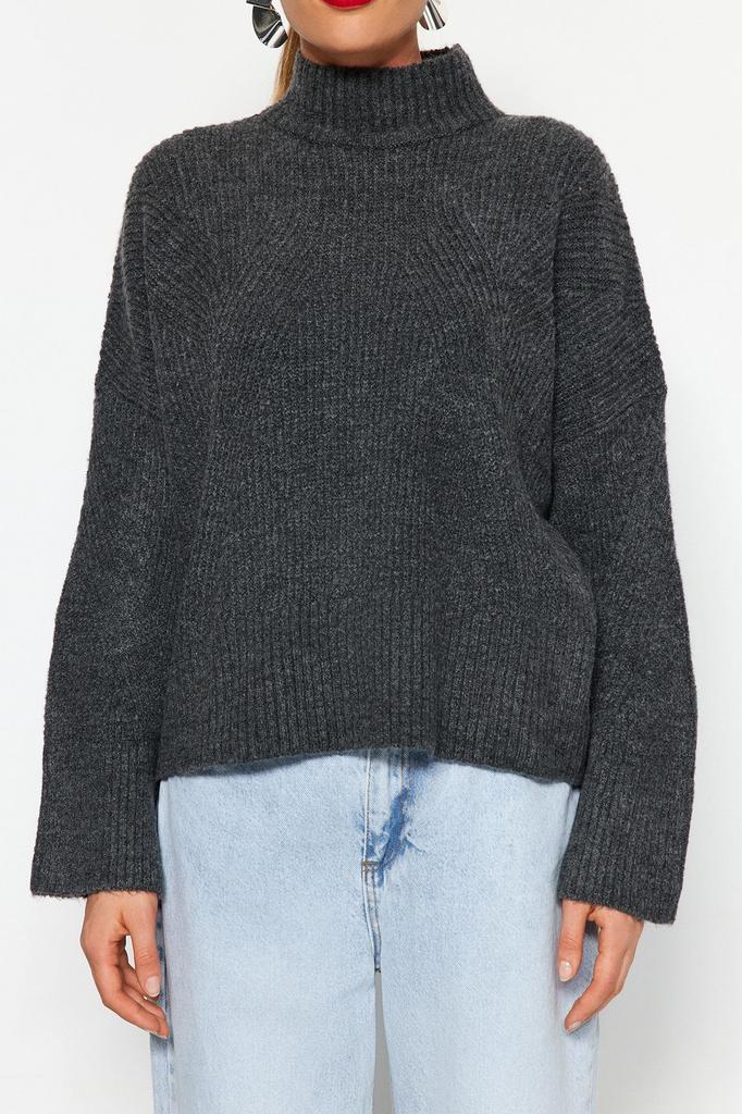 Women's Elegance Style Sweater Stone Soft Textured Basic Knitwear Sweater