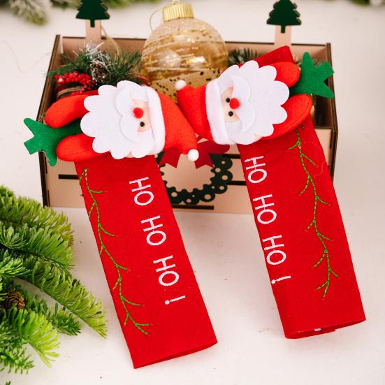 Yousheng 1 Pair Christmas Refrigerator Handle Gloves Santa Claus Snowman Elk Kitchen Fridge Handle Cover Set Home Decoration