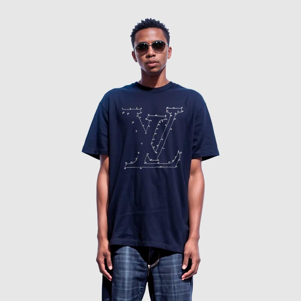 Louis Vuitton Футболка мужская синяя 1A96L5