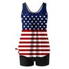 Yousheng 2 шт./комплект женский танкини комплект американский День независимости принт жилет однотонные шорты для плавания комплект купальники