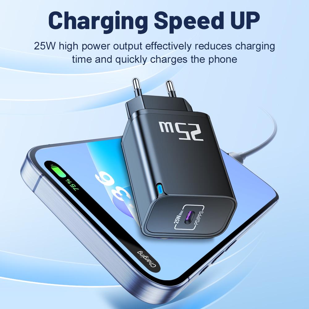 PD 25W USB C зарядное устройство быстрой зарядки Type C зарядное устройство для iPhone 16 15 Pro Phone QC 3.0 Type C быстрая зарядка для Xiaomi Huawei Samsung