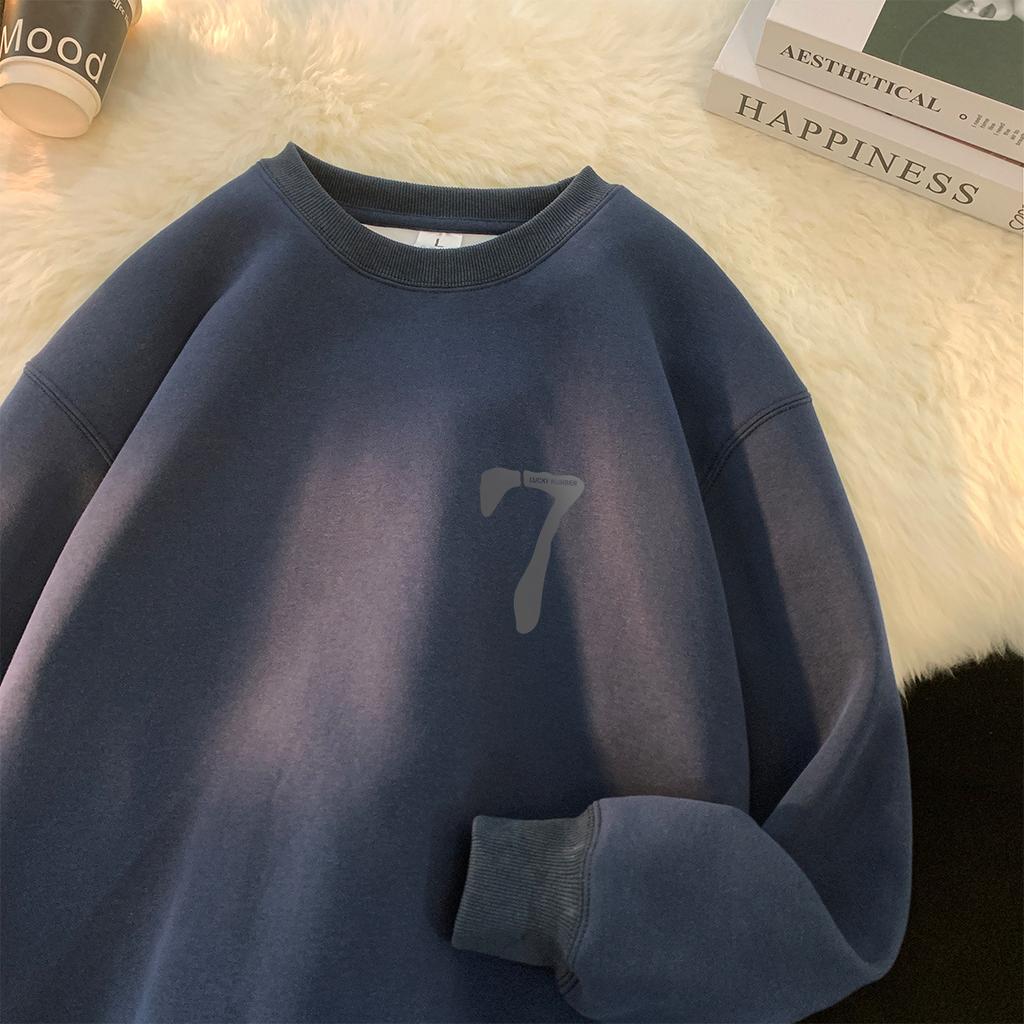 Минималистичный свитер с круглым вырезом для мальчиков, новый однотонный свободного кроя большого размера, универсальная базовая рубашка на осень и зиму