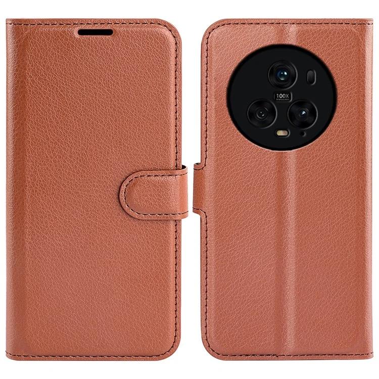 Чехол-подставка для Honor Magic5 Pro Litchi Texture PU Leather Phone Case Flip Cover