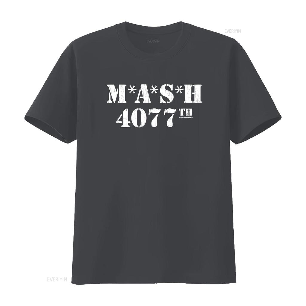 MASH 4077-я футболка с потертостями для мужчин Винтажный стиль Принт винтажный Стирка винтажная Мягкая Повседневная Удобная Слегка эластичная Дышащая