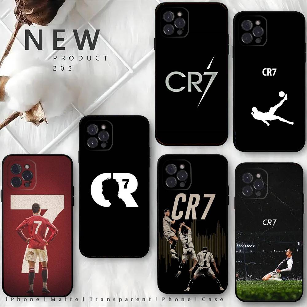 Футбольный C-CR7 R-RonaldoS-S Чехол для телефона Для iPhone 16,15,14,13,12 Mini 11 Pro XR,X,XS,MAX 7,8 Plus Силиконовый чехол Мягкий Черный