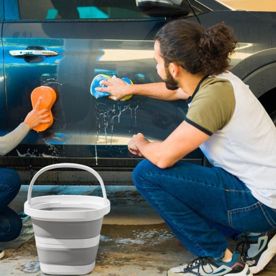 Folding Bucket with Handle Large Capacity Strong Load-bearing Outdoor Fishing Bucket Portable Compact Collapsible Bucket