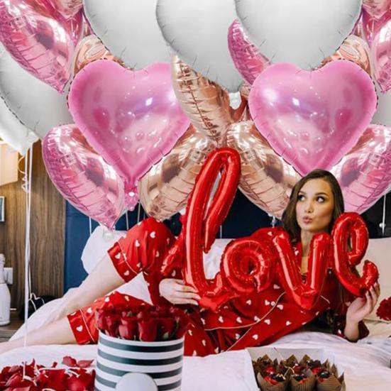 Воздушные шары Yousheng Love Balloons в форме сердца из алюминиевой фольги, многоразовые воздушные шары в форме сердца для Дня святого Валентина, свадьбы, помолвки, вечеринки, декора