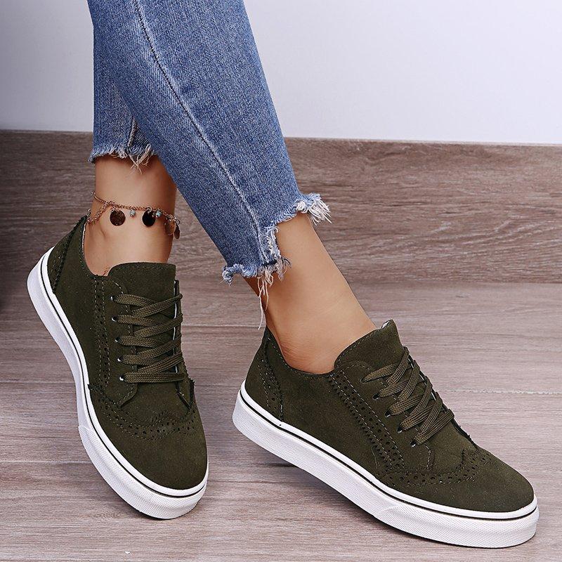 Fashion Women Sneakers Comfortable Leather Casual Shoes for Women Round Toe Platform Walking Shoes Designer Lace-Up Women Shoes
