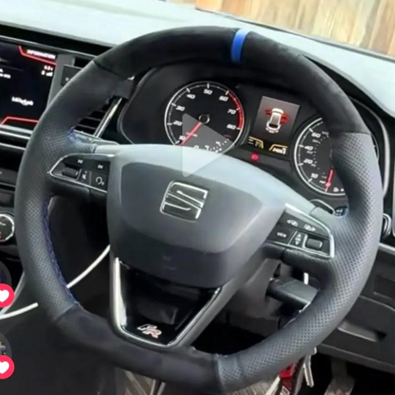 DIY copper stripe suede Car Steering Wheel Cover for Seat Leon FR CUPRA Ibiza Alhambra Line Arona Ateca Toledo 2014-