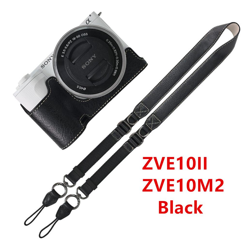 Получехол для камеры из ПУ кожи личи для Sony A6700 A6400 A6300 A6100 A6000 ZVE10 ZVE10II ZVE10M2 с открывающимся снизу чехлом и ремешком