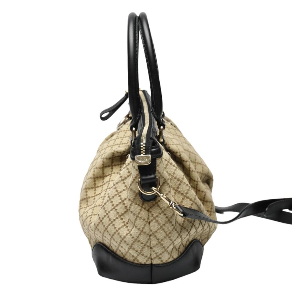 GUCCI Diamante Shoulder Bag canvas Black x beige Women 247902 Used