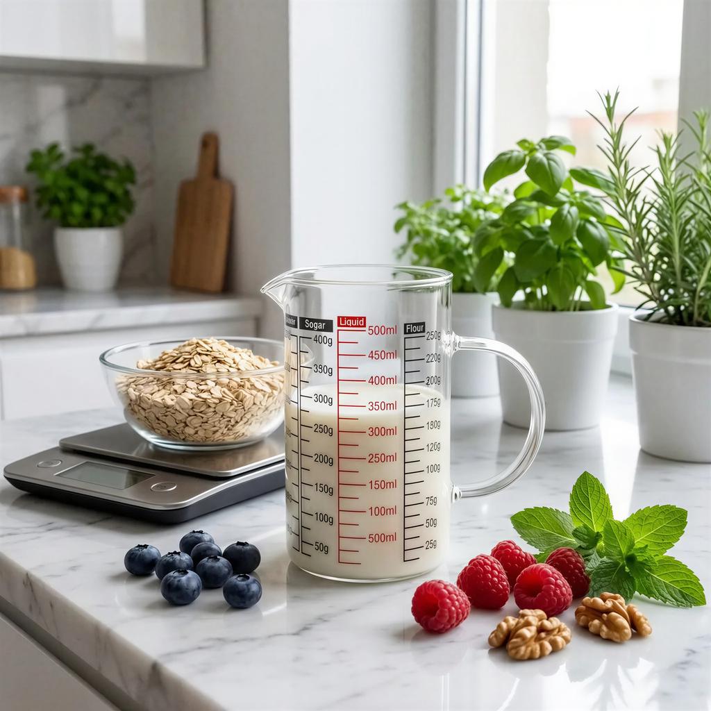 KITCHEN MEASURING JUG 500 ml HEAT-RESISTANT WITH MEASURING GRADUATION GLASS