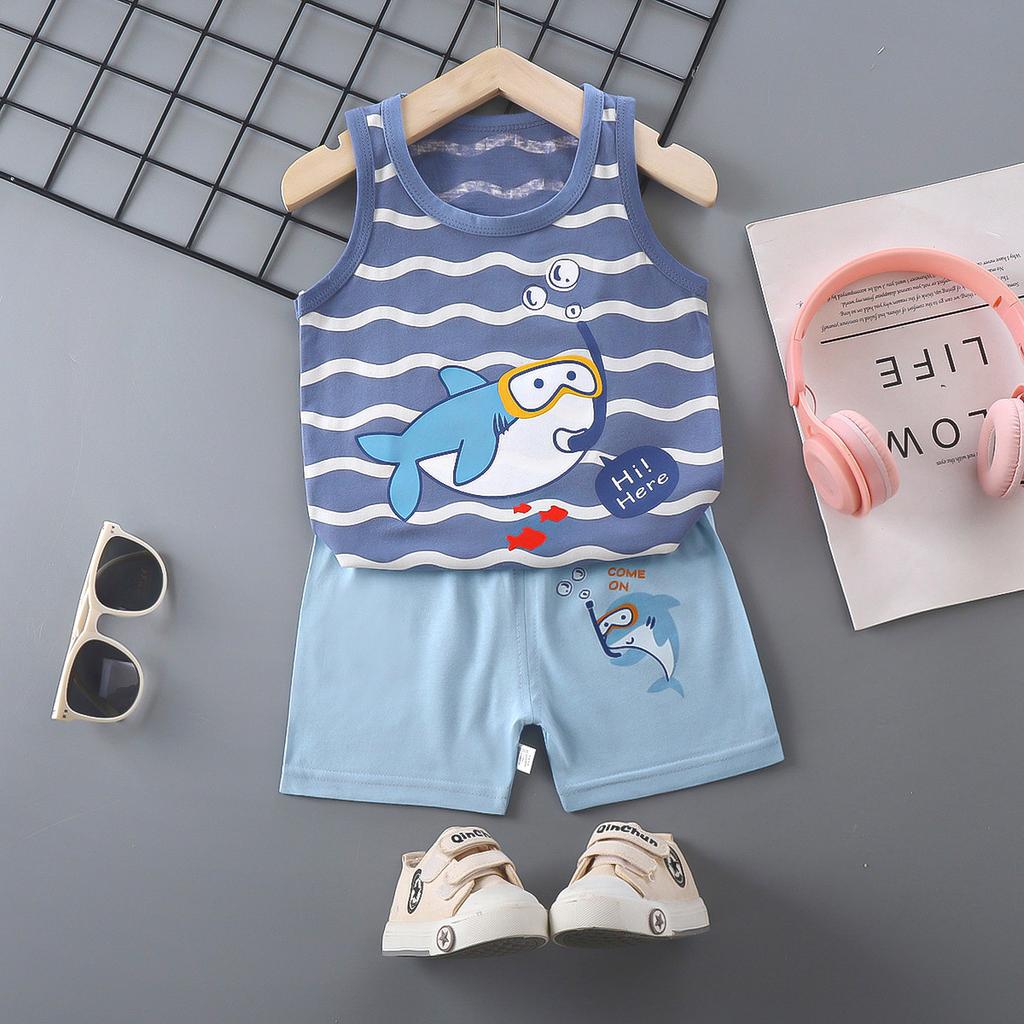 Children's Cotton Vest Set Summer Leisure Set for Boys and Girls